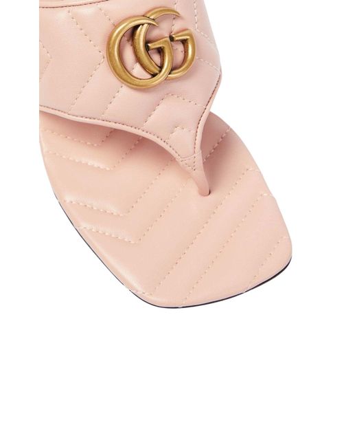 Gucci Pink Double G Thong Leather Sandal