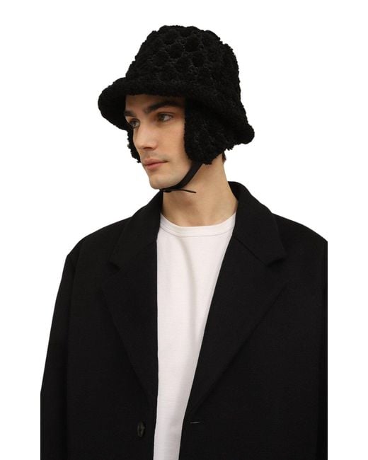 Gucci Black Curly Gg Eco Fur Hat With Ear Flaps for men