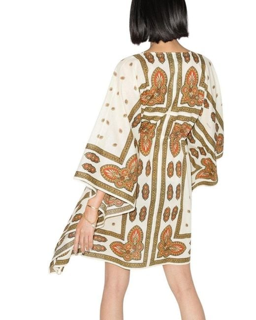 Gucci Natural Floral Cotton Printed Midi Kaftan Dress