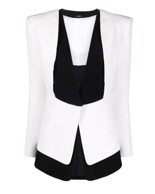Balmain Black Two-tone Crepe Blazer
