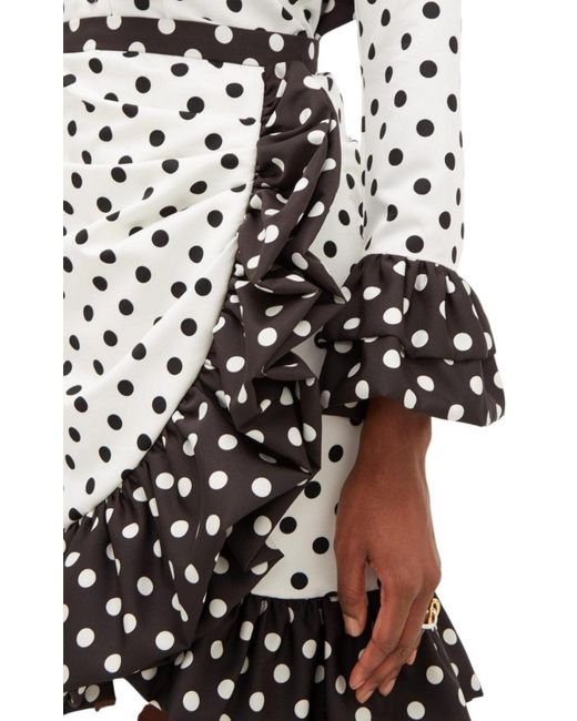 Rodarte Black Ruffled Polka-dot Skirt