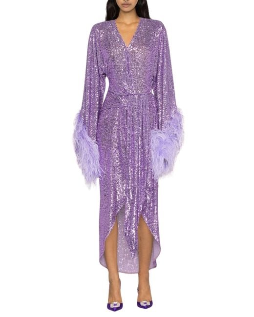 Nervi Purple Feather Sequinned Dress