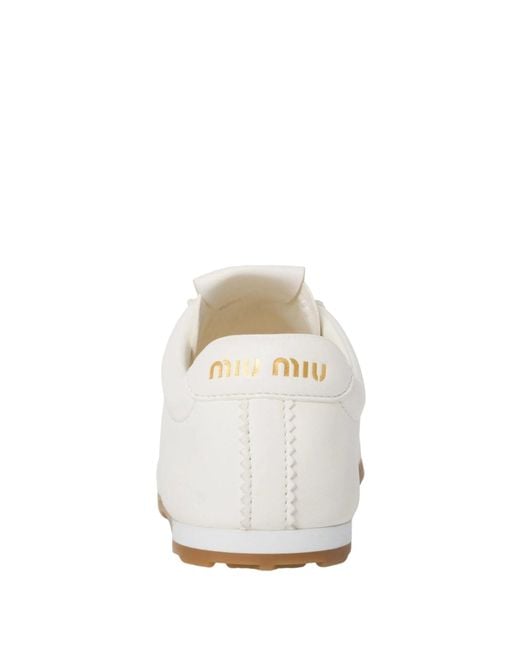 Miu Miu White Plume Nappa Leather Sneakers