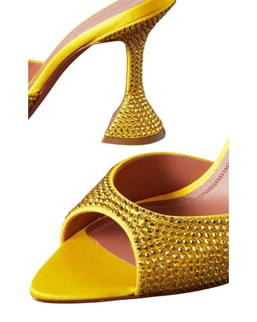 AMINA MUADDI Yellow Crystal-embellished Caroline Mules