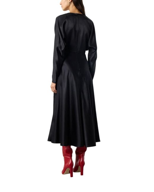 Alejandra Alonso Rojas Black Knot Silk Dress With Ruffles