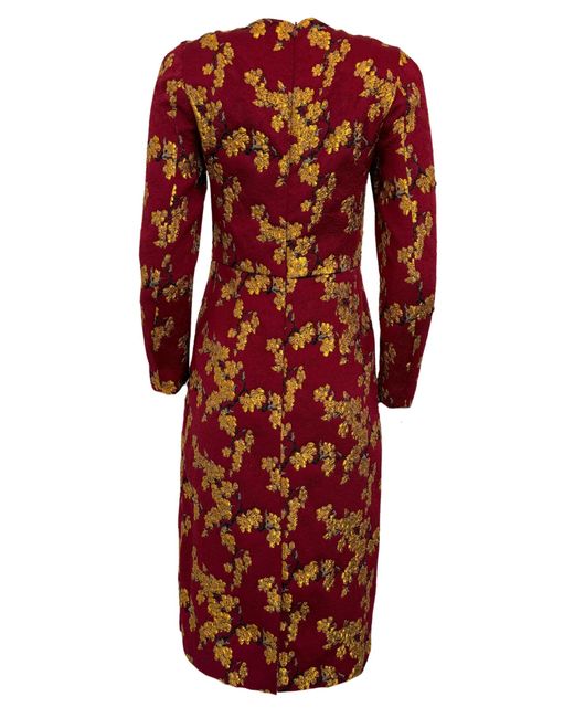 Dries Van Noten Red Floral Jacquard Dress