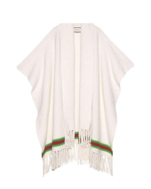 Gucci Natural Cape With Oversize Wool Scarf