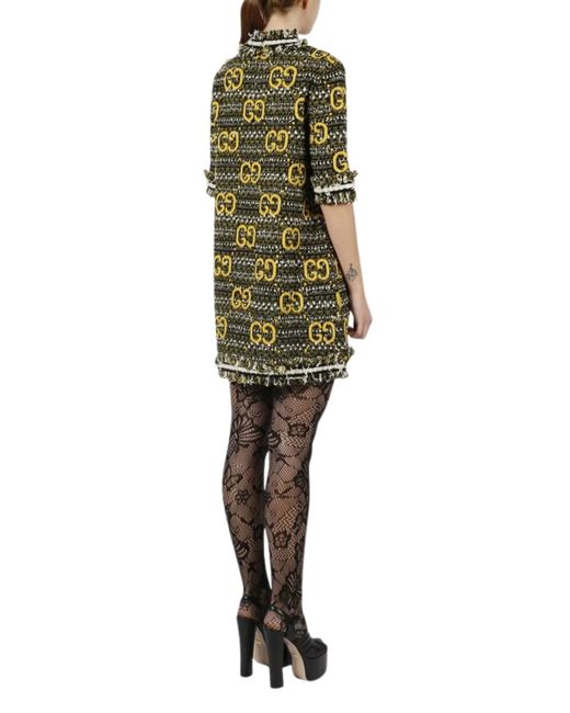 Gucci Green GG Tweed Lamé Mini Dress