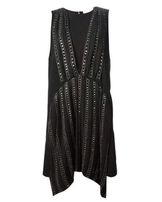 Vanessa Bruno Black Embellished Silk Cocktail Dress