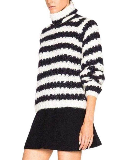 Chloé White Striped Mohair Blend Sweater