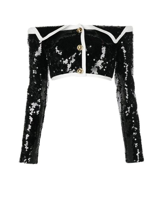 Giambattista Valli Black Sequin Bustier Jacket