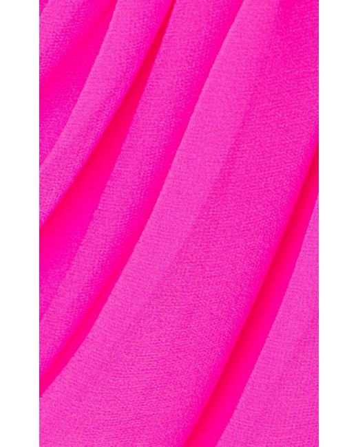 Giambattista Valli Pink Ruched Neon Silk-chiffon Mini Dress