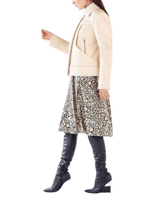 BCBGMAXAZRIA White Carlton Faux Leather Aviator Jacket