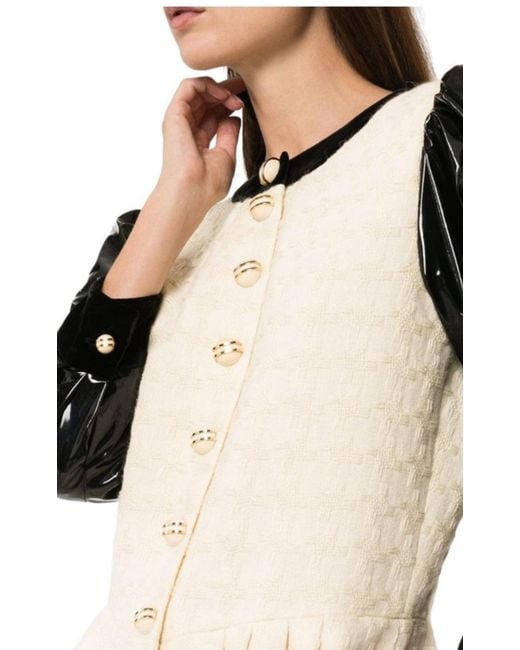 Gucci Natural Vinyl-sleeve Flared Mini Dress