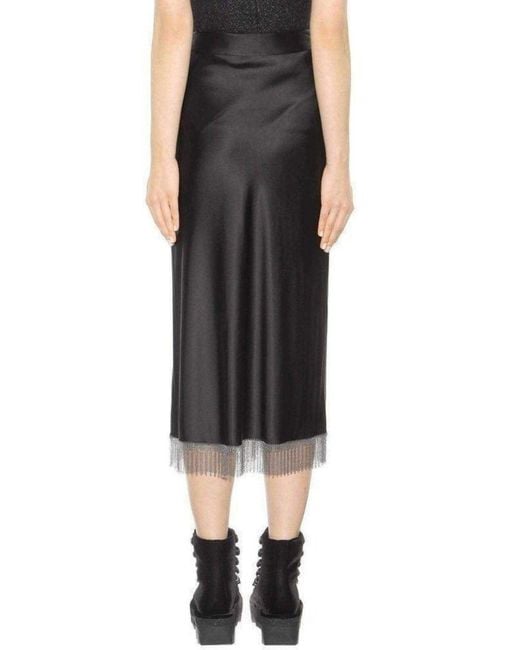 Alexander Wang Black Silk Metal Fringe Skirt Us 8