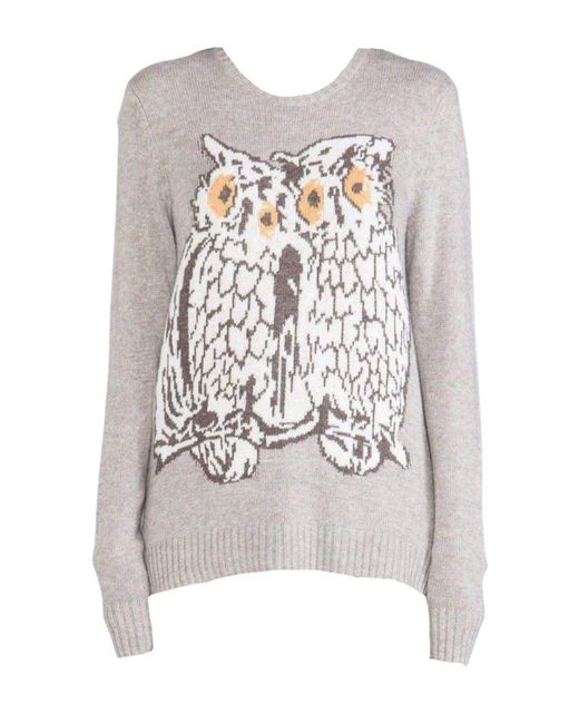 BCBGMAXAZRIA Natural Rooney Graphic Long Sleeve Sweater
