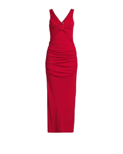 Carolina Herrera Red Ruched Stretch-jersey Maxi Dress