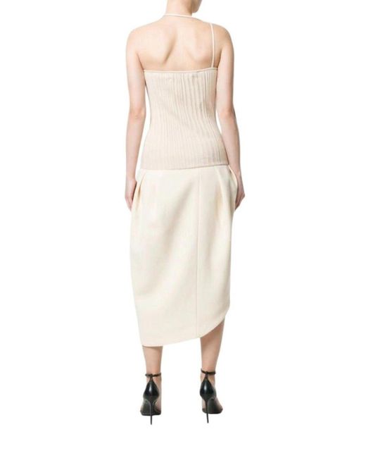 Jacquemus Natural La Bomba Asymmetric Beige Midi Dress