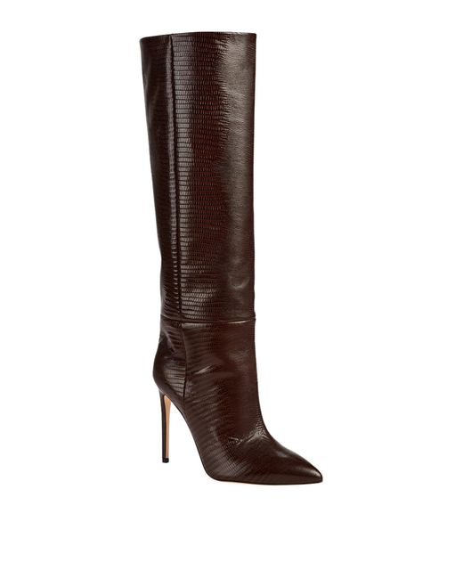 Paris Texas Brown Crocodile-effect Leather Knee-high Boots