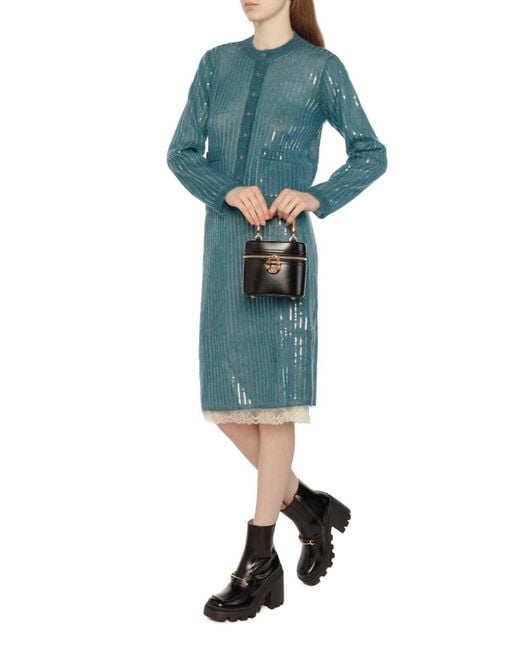 Gucci Mohair Silk Skirt With Interlocking G In Green