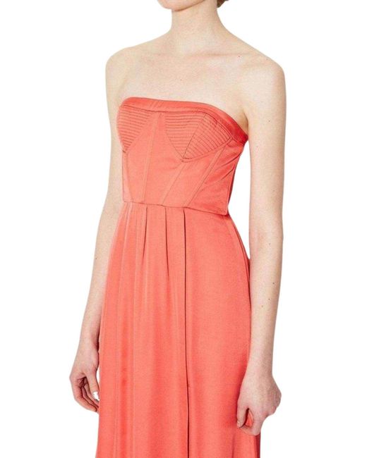BCBGMAXAZRIA Pink Strapless Fitted Bustier Slit Dress