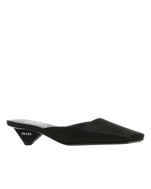 Prada Black Satin Mule Loafers