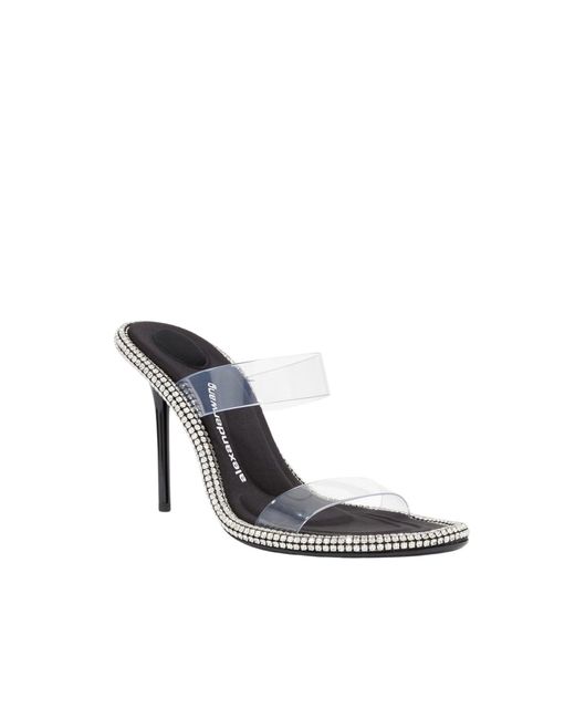 Alexander Wang White Nova Crystal Mule Heels
