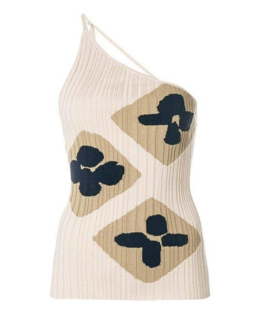 Jacquemus Natural Rib Knit One Shoulder La Maille Caldu Top