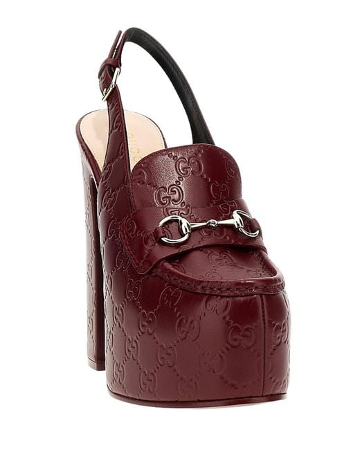Gucci Red Ottavia GG Platform Pumps 145mm
