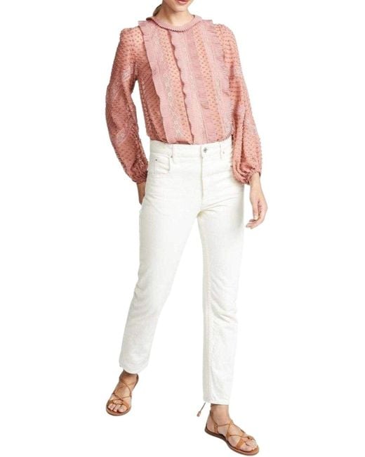 Zimmermann Pink Unbridled Spliced Silk Blouse S