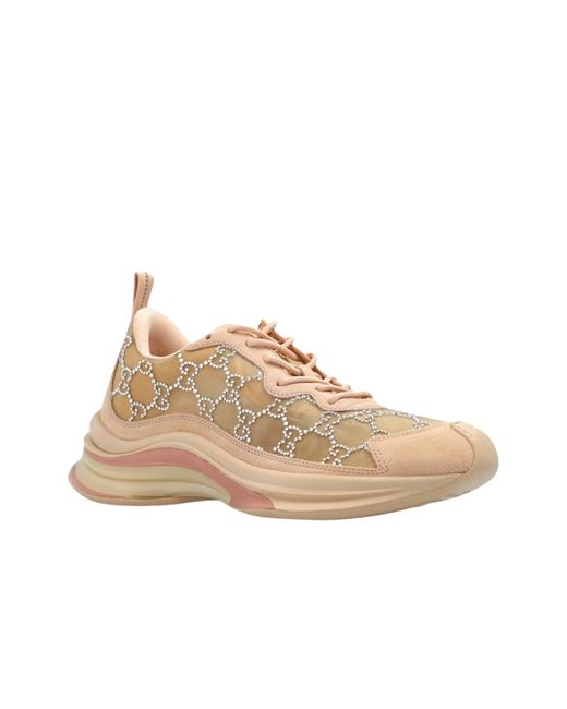 Gucci Natural Tela GG Crystal Mesh Runner Sneakers
