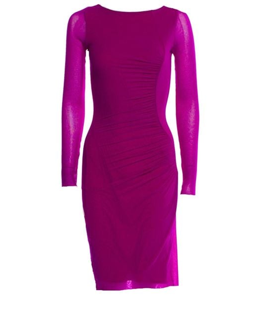 Jean Paul Gaultier Purple Long Sleeve Ruched Waist Tulle Dress