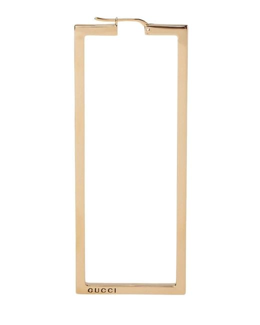 Gucci White Single Rectangle-shaped Logo-engraved Earring