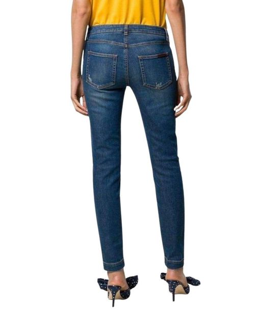 Dolce & Gabbana Blue Embroidery Skinny-fit Jeans