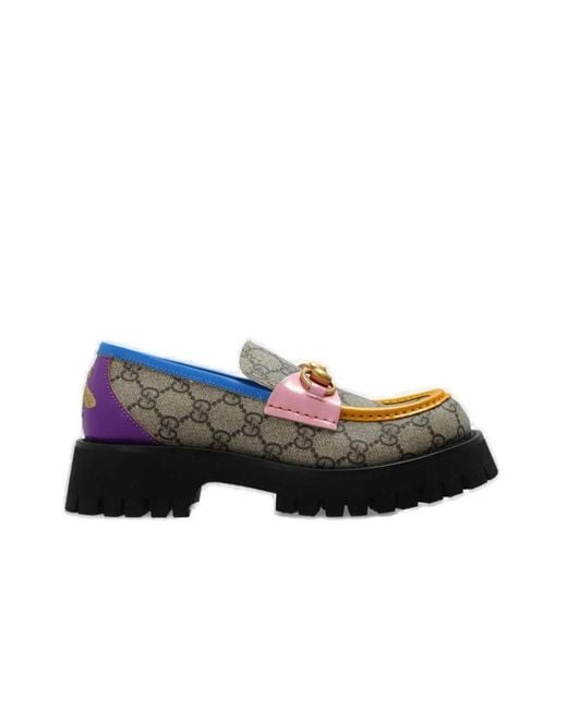 Gucci Black Harald Multicolor GG Canvas Loafers