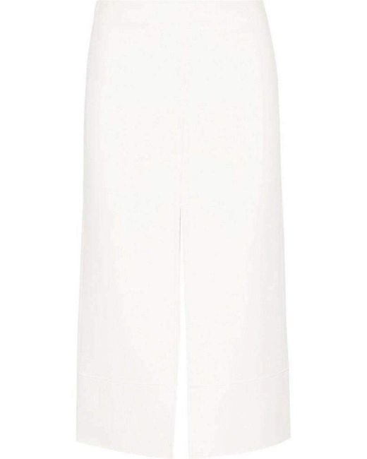 Chloé White Crepe Slit Knee Length Skirt