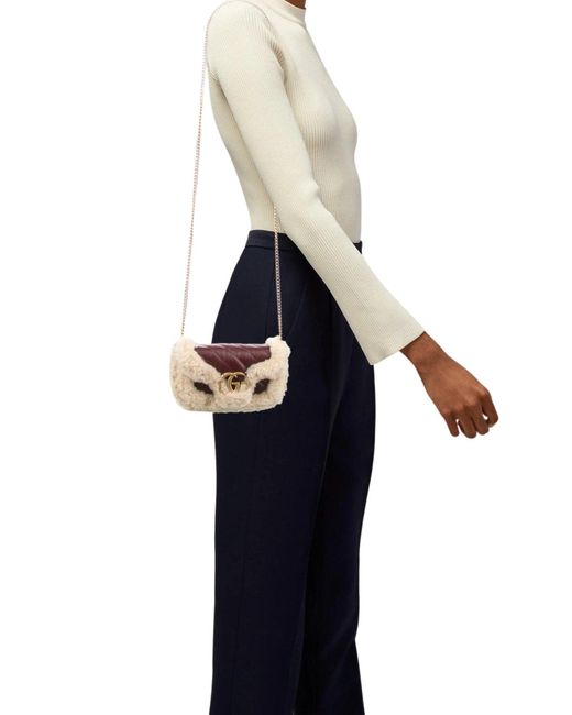 Gucci Pink Shearling Trim Super Mini GG Marmont Bag