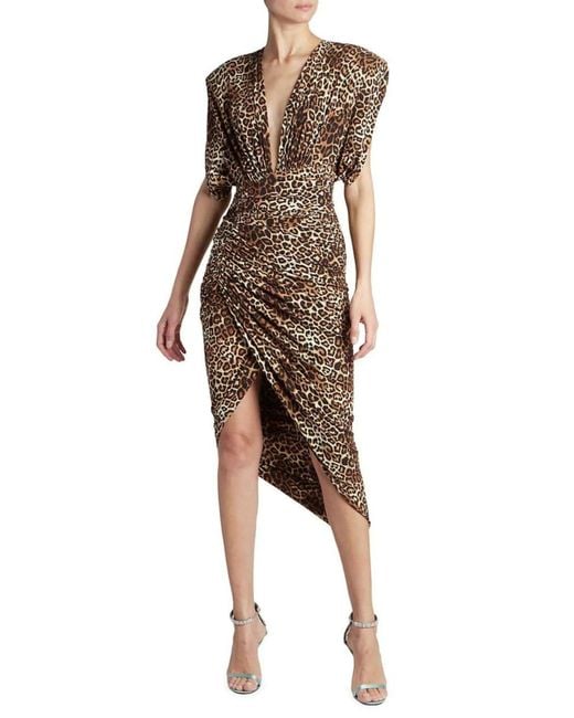 Alexandre Vauthier Brown Leopard-print Ruched Dress
