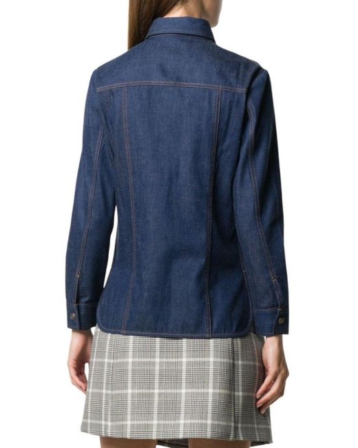Gucci Blue Logo-patch Denim Shirt
