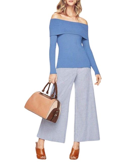 BCBGMAXAZRIA Blue Risa Off-the-shoulder Sweater