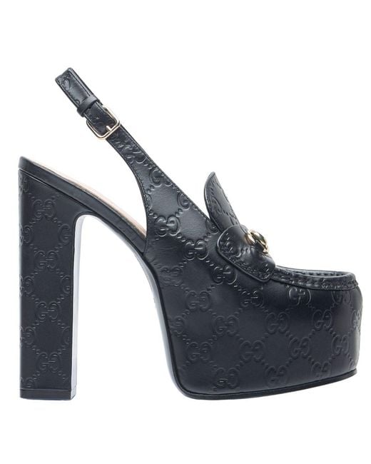 Gucci Blue Ottavia GG Platform Pumps 145mm