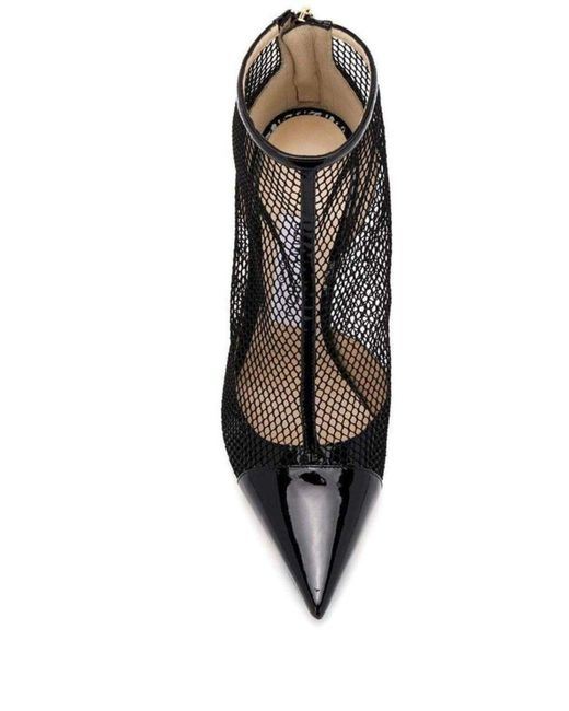 Jimmy Choo Black Kix 100 Fishnet And Patent-leather Ankle Boots It 38.5