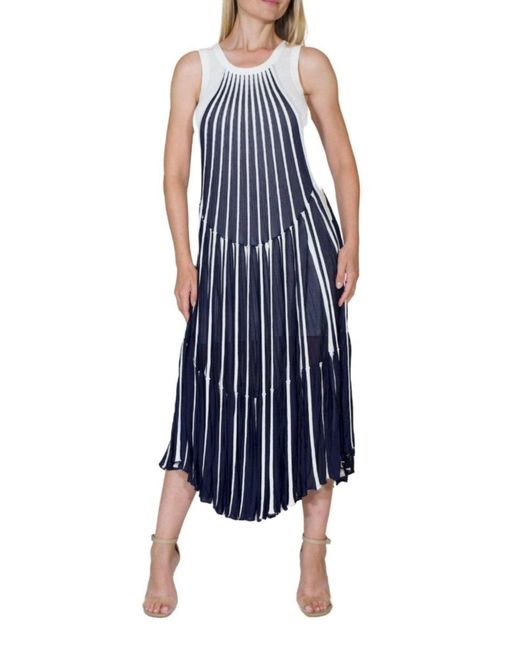 Chloé Blue Vertical Stripe Midi Dress