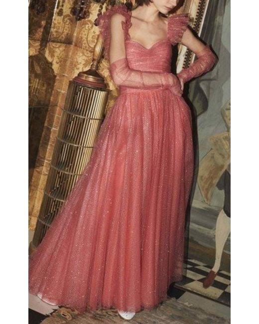 Monique Lhuillier Multicolor Glitter Tulle Cocktail Dress