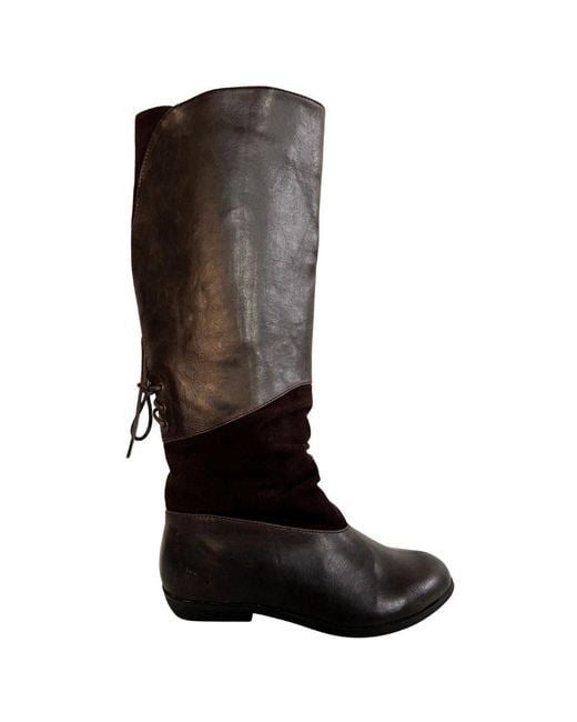 ALDO Black Brown Leather Riding Boots