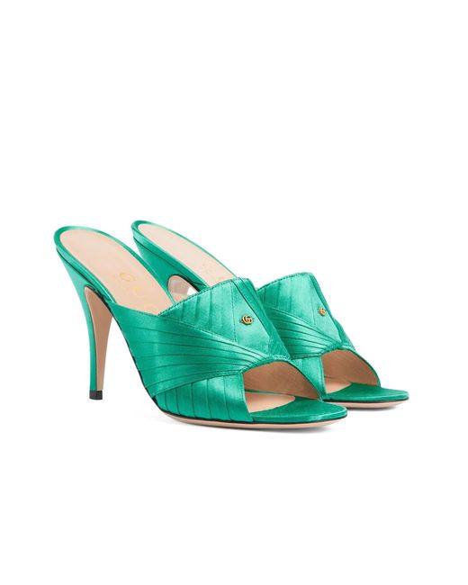 Gucci Green Double G 95mm Sandals