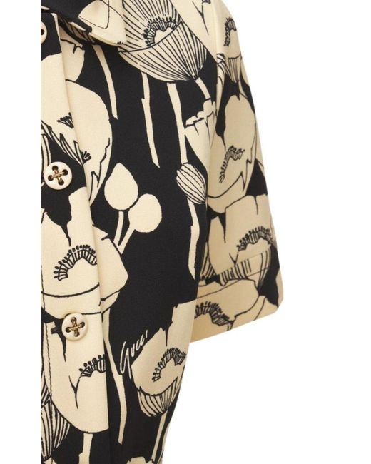 Gucci Black Poppy Flowers Print Jersey Dress