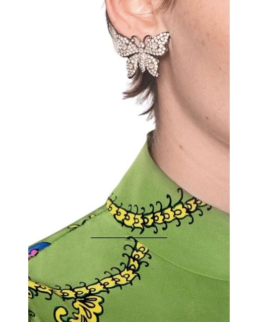 Gucci Black Crystal Embellished Butterfly Earrings