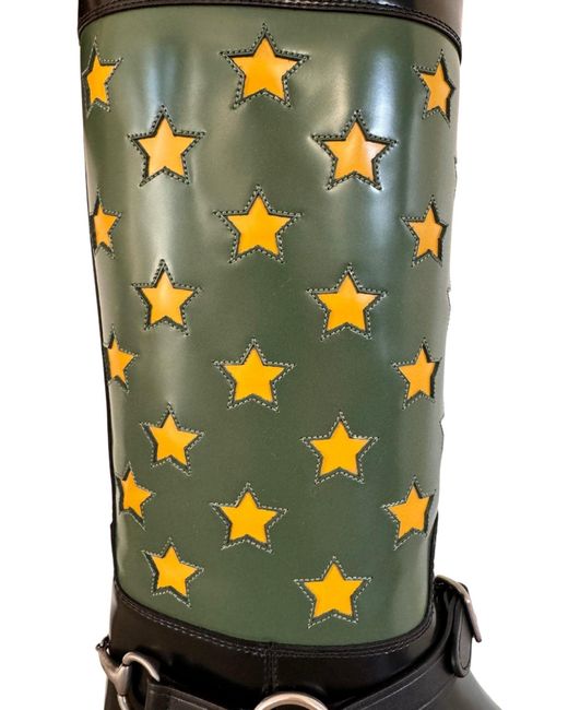 Gucci Black Abstract Art Pop Leather Riding Boot