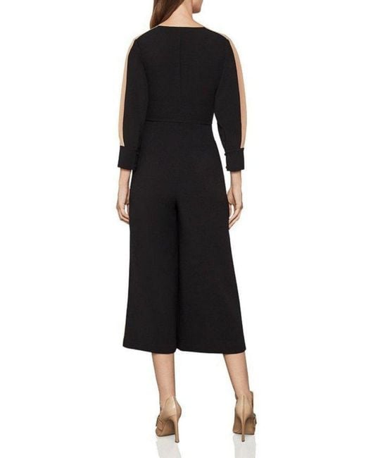 BCBGMAXAZRIA Black Zip-front Cropped Wide Leg Jumpsuit